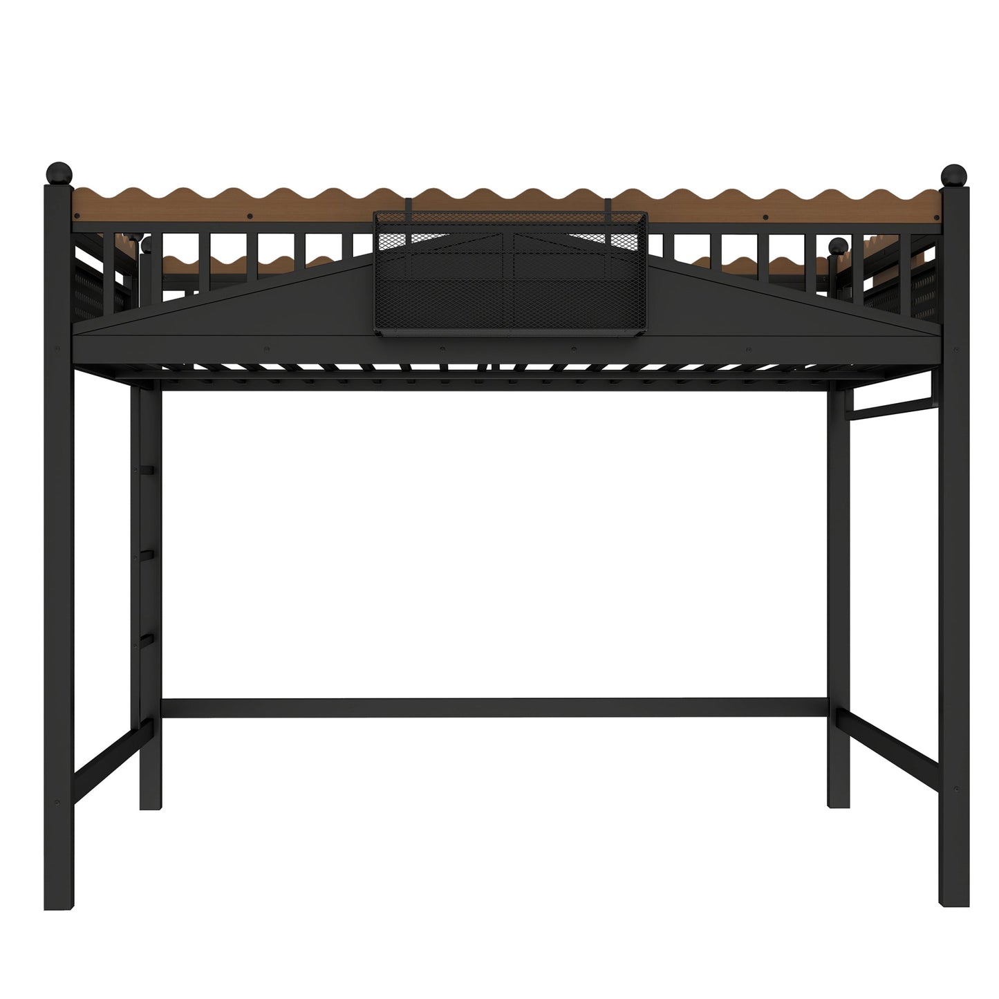 Queen size loft bed with ladders and storage by HouseOfZazla, black metal frame with rail on Tampa Home & Garden Store
