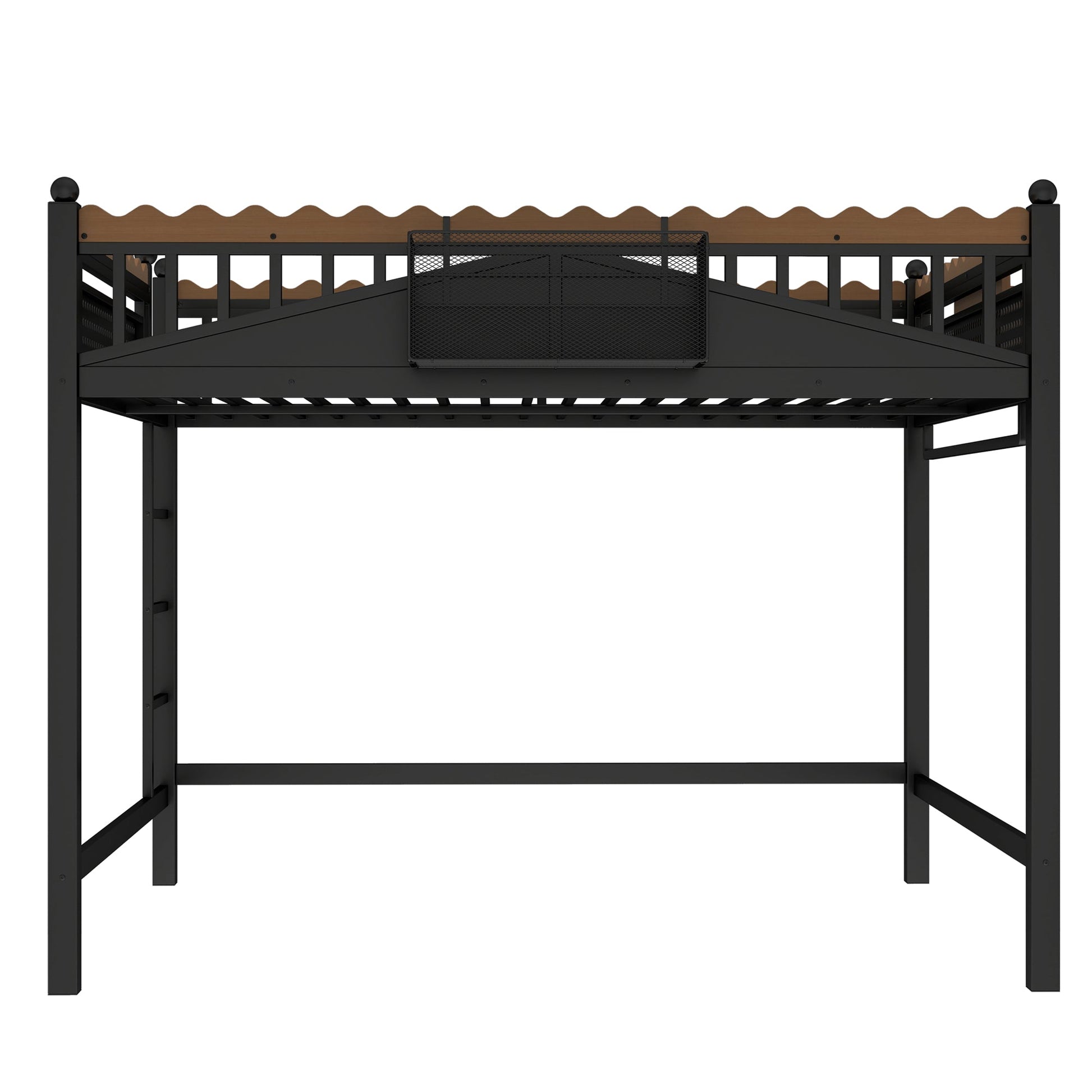 Queen size loft bed with ladders and storage by HouseOfZazla, black metal frame with rail on Tampa Home & Garden Store