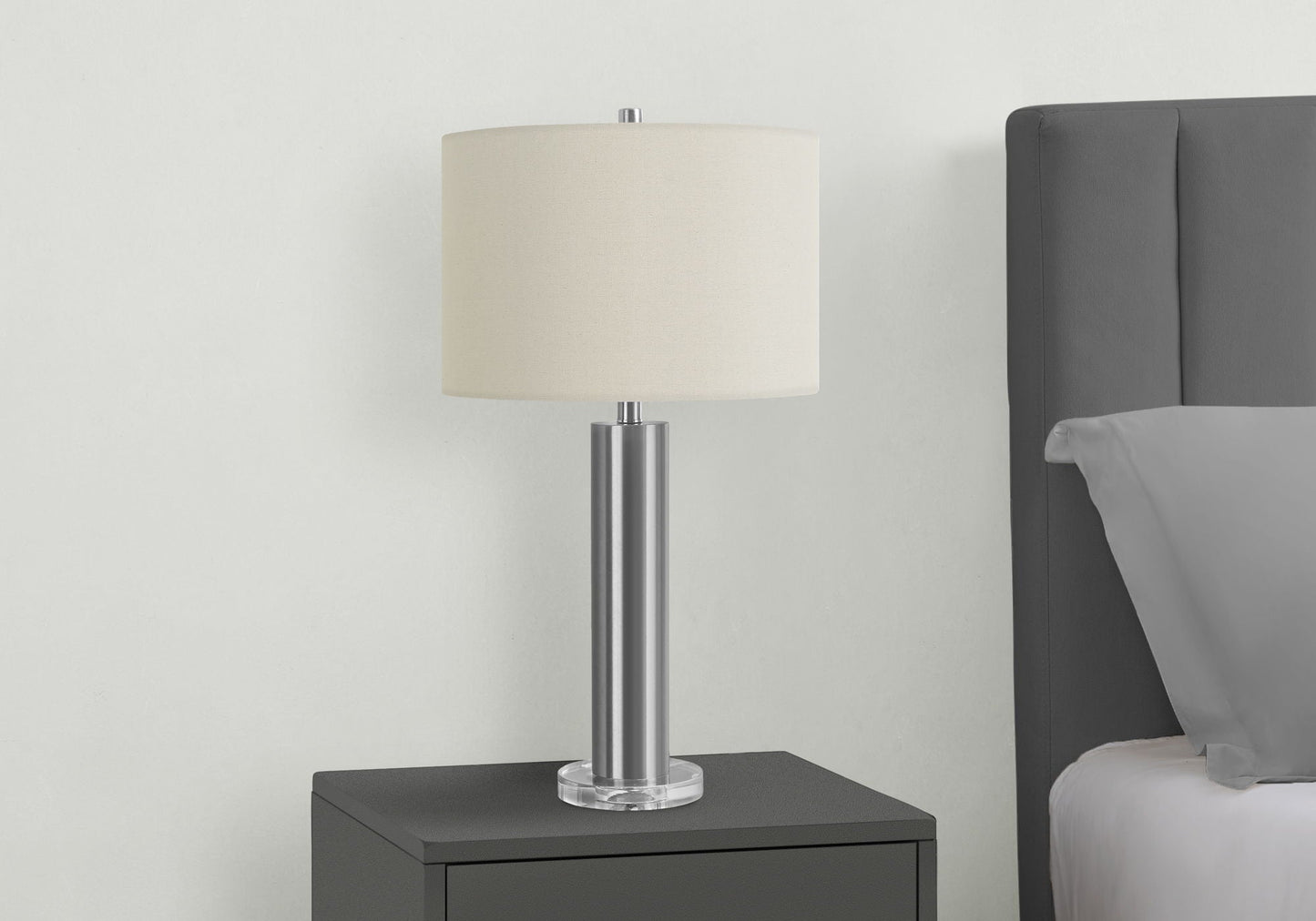 Contemporary table lamp with adjustable lighting beige fabric shade,chrome base by HouseOfZazla on Tampa Home & Garden Store