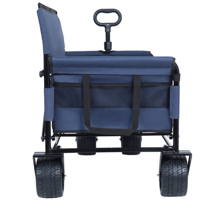 3-in-1 convertible folding wagon cart with bench seat storage navy blue fabric outdoor wagon on Tampa Home & Garden Store
