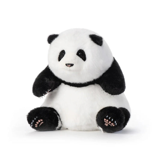 Panda Hehua plush calm companion stuffed panda, handmade by Chongker with black ears and paws on Tampa Home & Garden Store