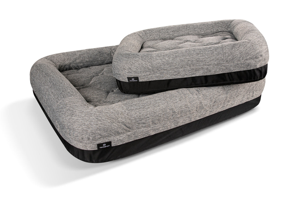 BedGear Performance Pet Bed XL gray heather fabric with black base and raised rim on Tampa Home & Garden Store