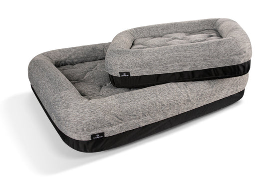 BedGear Performance Pet Bed XL gray heather fabric with black base and raised rim on Tampa Home & Garden Store