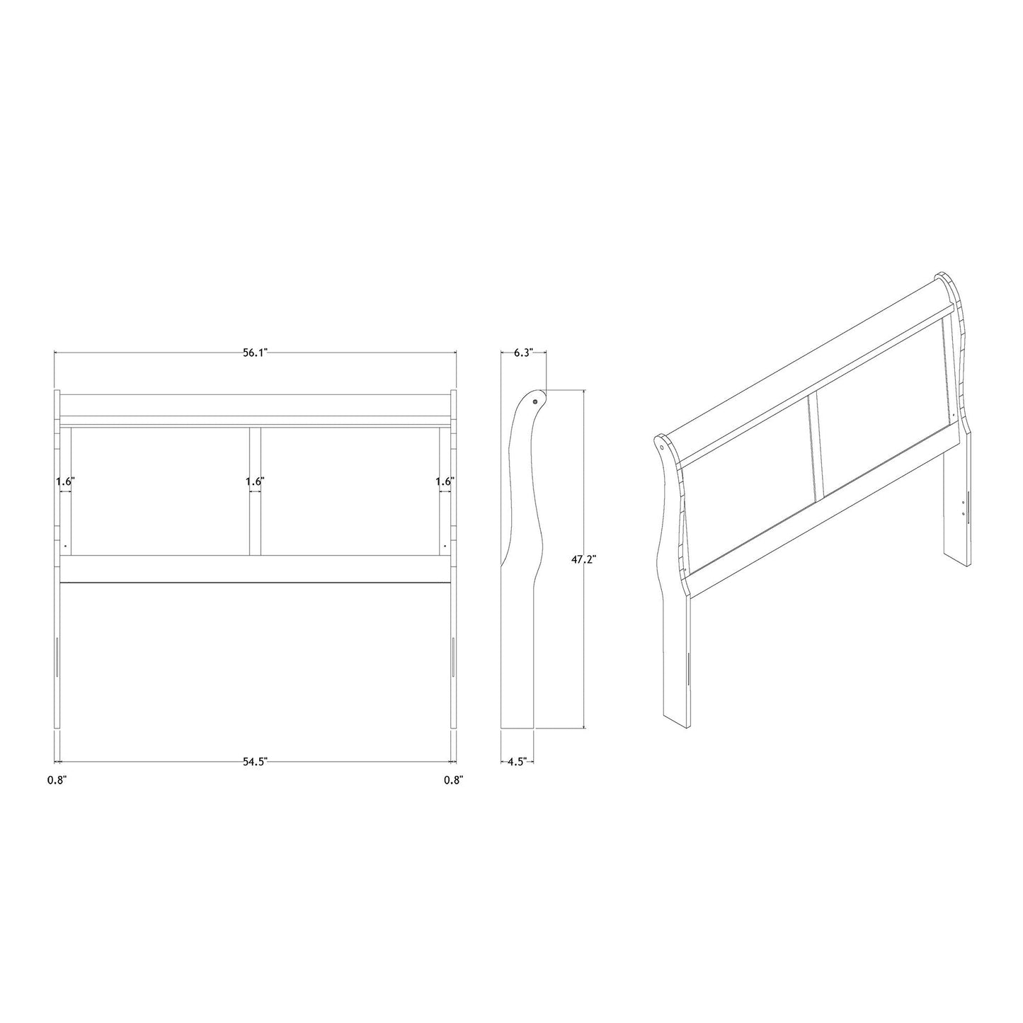 Charlston 5-piece bedroom set with LED headboard shown in technical blueprint by HouseOfZazla on Tampa Home & Garden Store