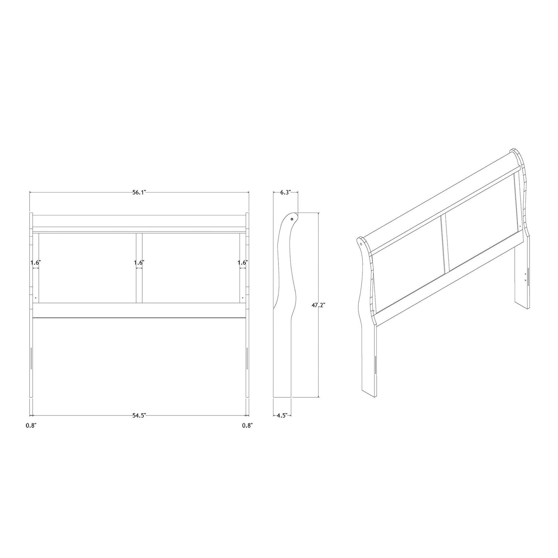 Charlston Modern Sleigh Bed with LED by HouseOfZazla blueprint line drawing on Tampa Home & Garden Store
