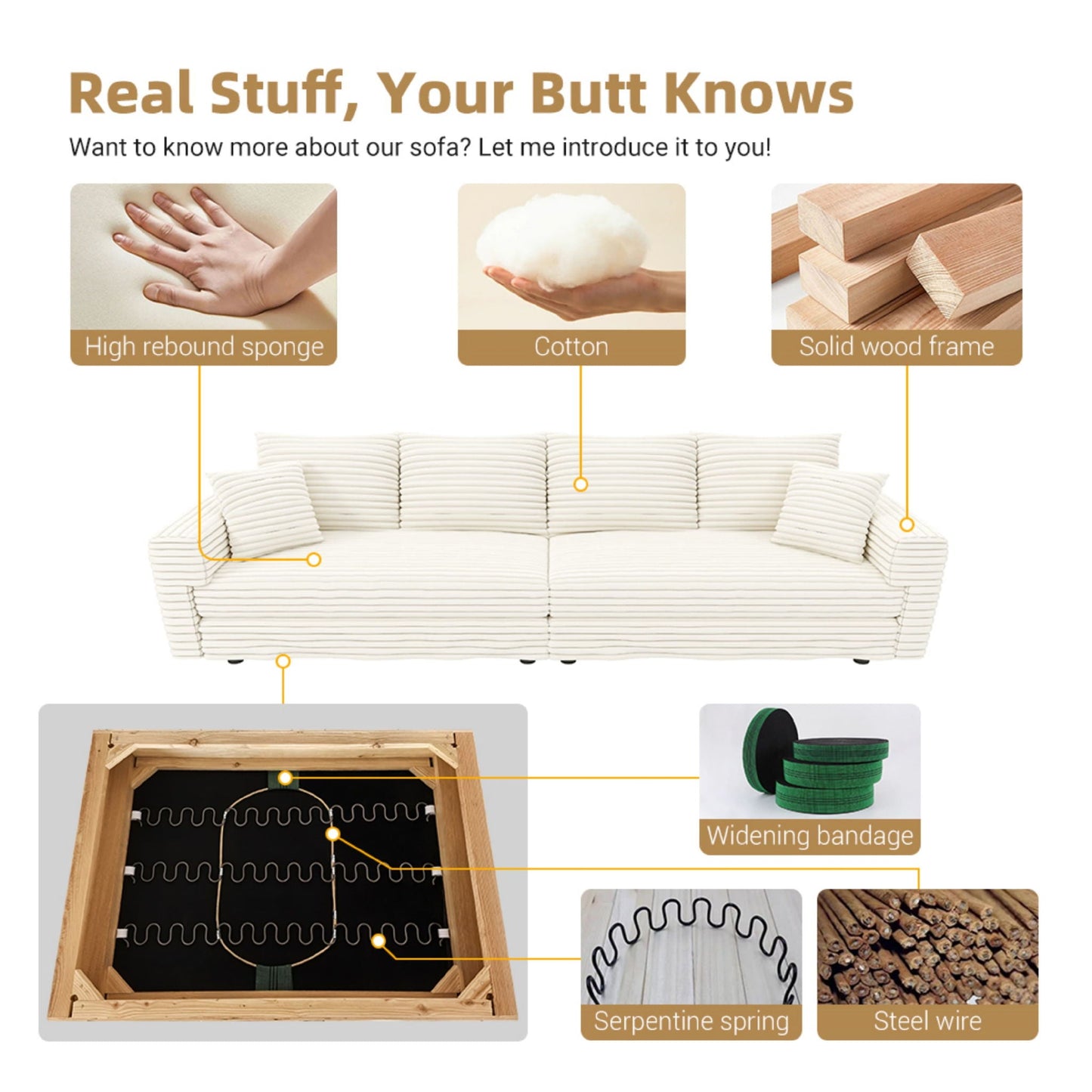 Deep Seat Sofa Bed With Ottoman and Soft Pillows