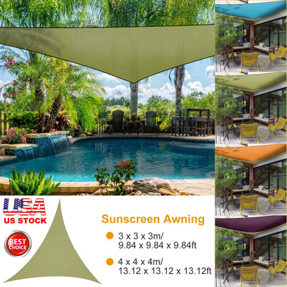 GemGear triangle shade sail canopy olive green for outdoor patio pool area on Tampa Home & Garden Store