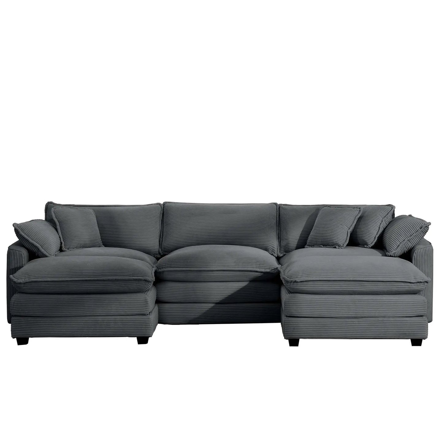 3-piece modern oversized modular cushion sofa with ottoman in charcoal gray fabric, deep seating on Tampa Home & Garden Store