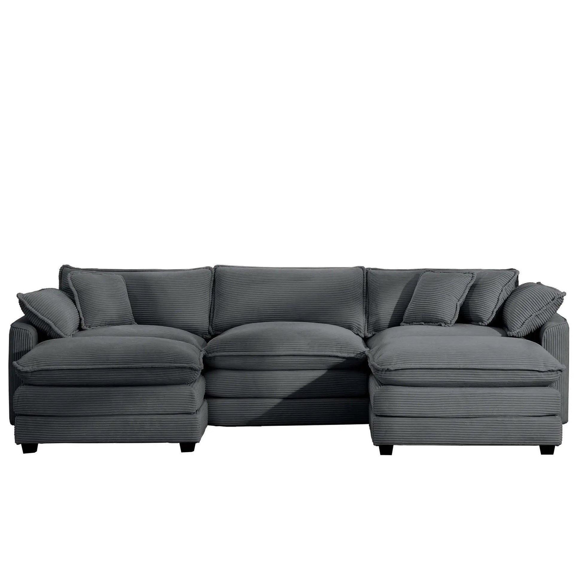 3-piece modern oversized modular cushion sofa with ottoman in charcoal gray fabric, deep seating on Tampa Home & Garden Store