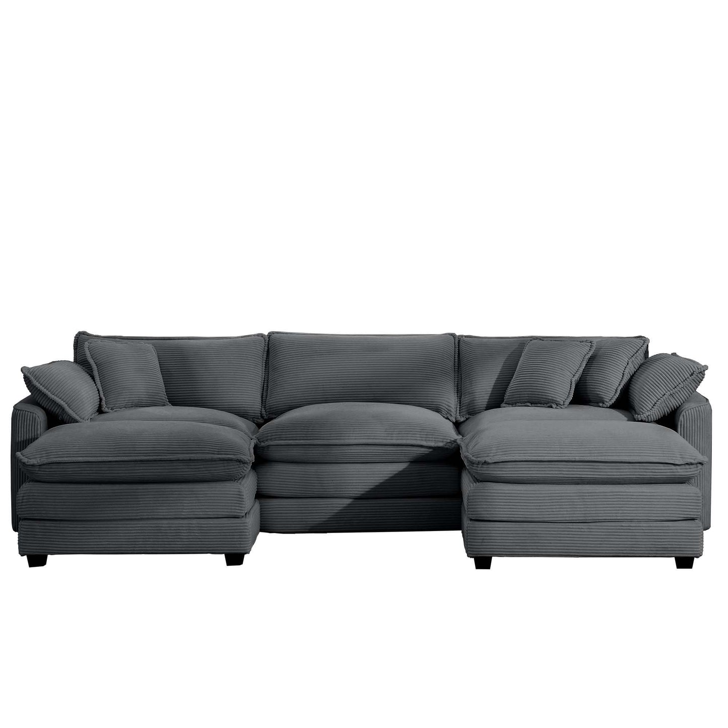 Modular cushion sofa set with ottoman in dark gray ribbed fabric by HouseOfZazla, deep seating on Tampa Home & Garden Store