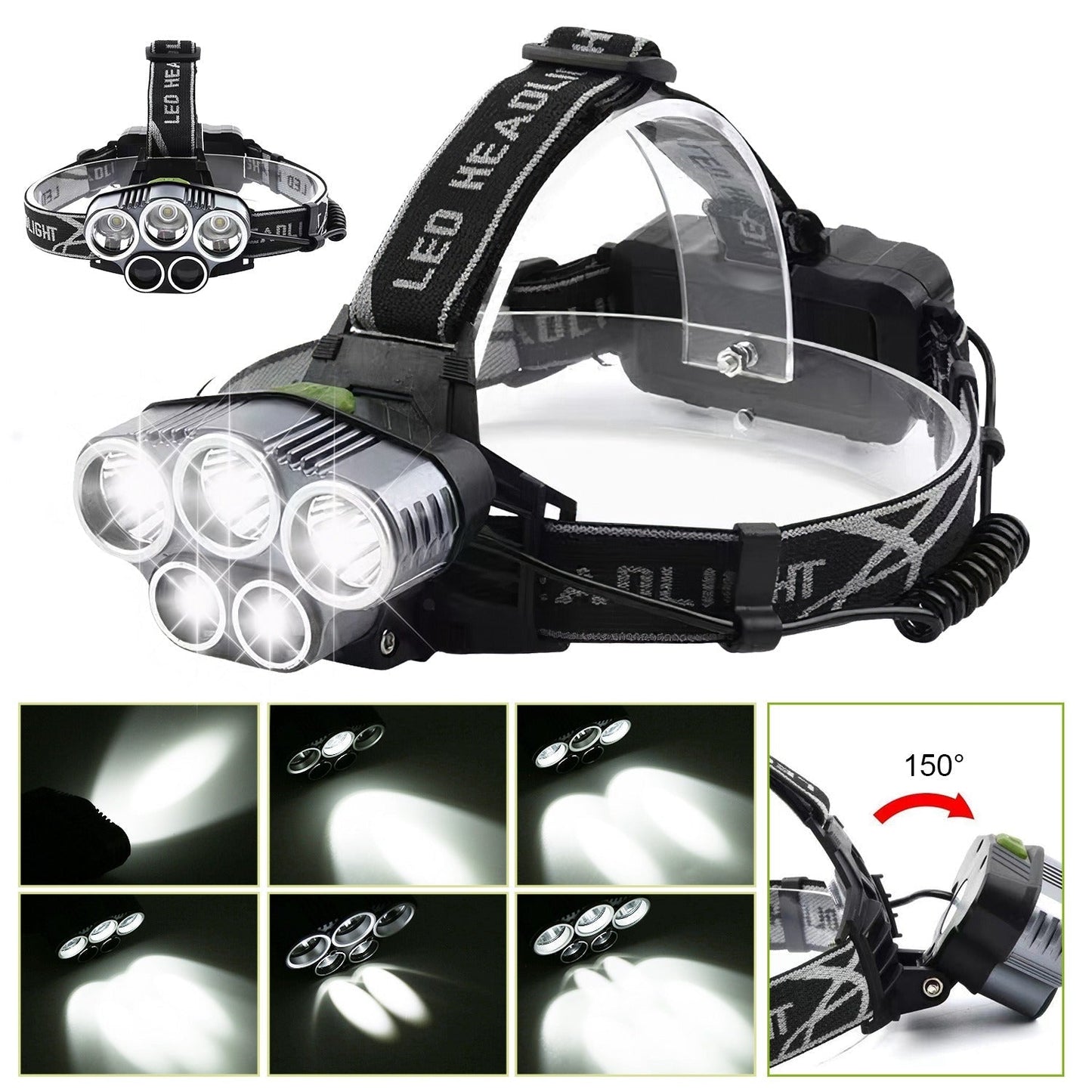 GemGear black rechargeable headlamp 20000 lumen LED with 6 modes and adjustable strap on Tampa Home & Garden Store