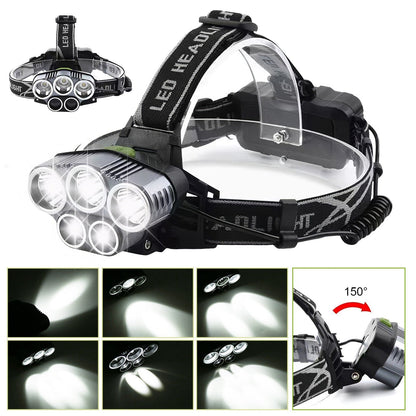 GemGear black rechargeable headlamp 20000 lumen LED with 6 modes and adjustable strap on Tampa Home & Garden Store