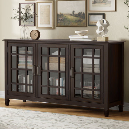 Buffet Cabinet with Adjustable Glass Shelves by HouseOfZazla in dark brown tall cabinet on Tampa Home & Garden Store