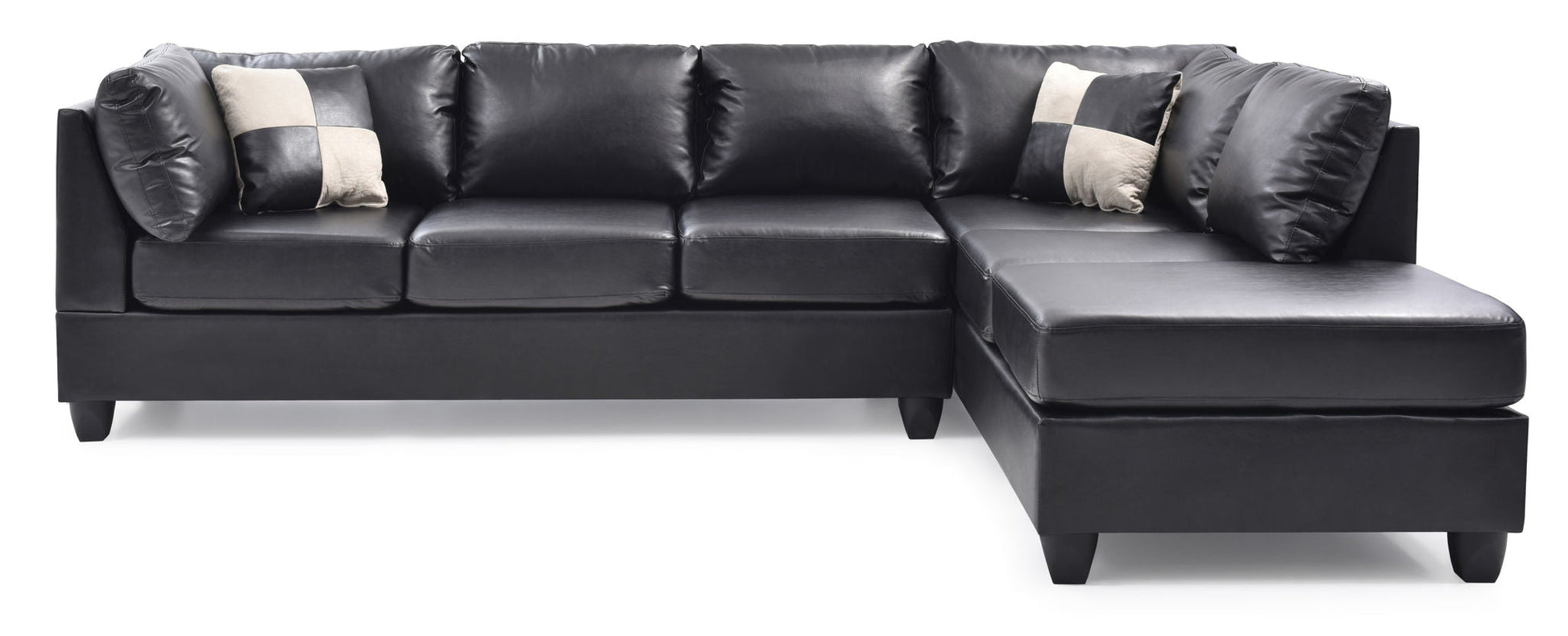 Malone Comfort Sectional by HouseOfZazla in black leather with chaise on Tampa Home & Garden Store