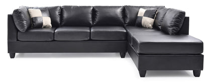Malone Comfort Sectional by HouseOfZazla in black leather with chaise on Tampa Home & Garden Store