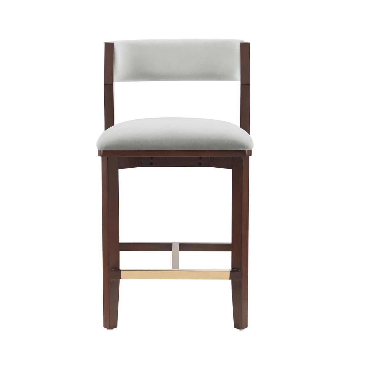 Patricia Counter Stool, dark wood frame, white cushion, counter height 24-27, HouseOfZazla on Tampa Home & Garden Store