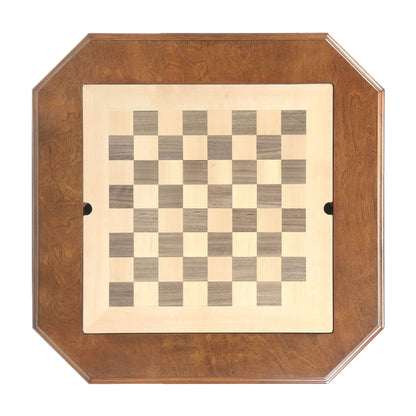 Galini game table walnut frame with light chessboard surface by Unique Piece Furniture on Tampa Home & Garden Store
