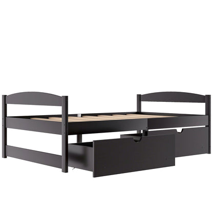 Platform bed with 2 drawers in black finish by HouseOfZazla storage bed on Tampa Home & Garden Store