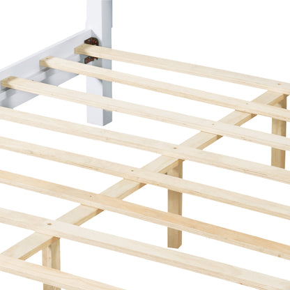 Solid White Queen Bed Frame and Wooden Board
