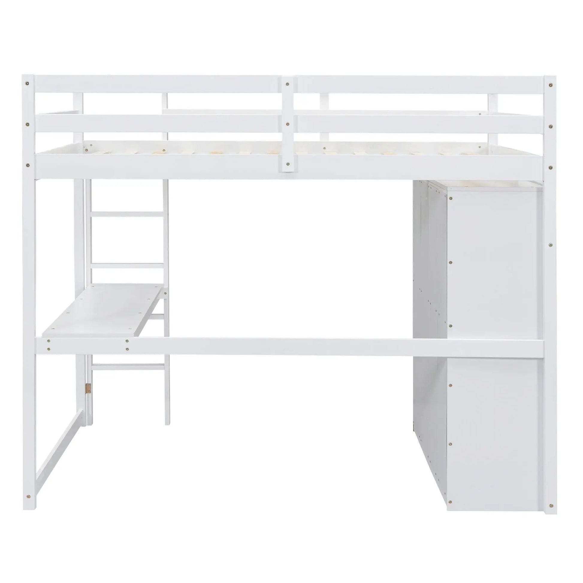 Loft bed with built-in wardrobe, shelves and drawers in white, Unique Piece Furniture on Tampa Home & Garden Store