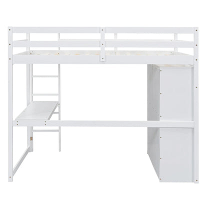 Loft bed with built-in wardrobe, shelves and drawers in white, Unique Piece Furniture on Tampa Home & Garden Store