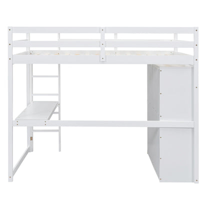 White loft bed frame with built-in wardrobe and storage shelves; left ladder on Tampa Home & Garden Store
