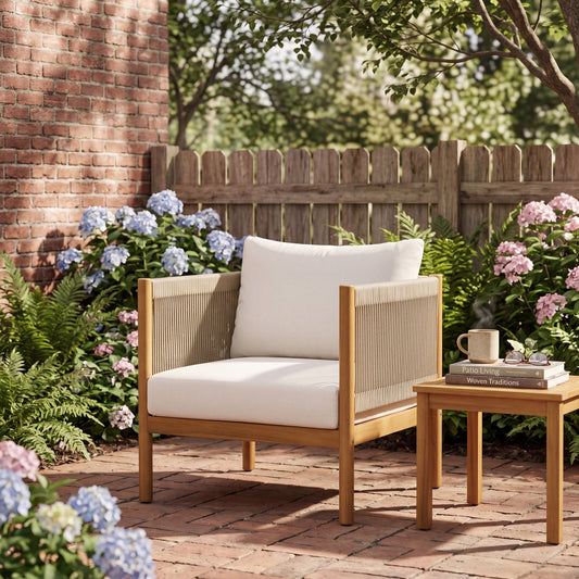 Acacia Wood Outdoor Chair And Rope Panels