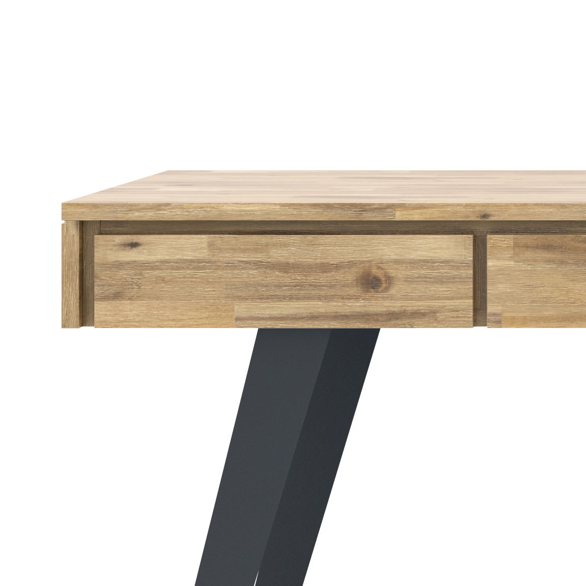 Handcrafted acacia desk with drawer storage, dark angled legs on Tampa Home & Garden Store
