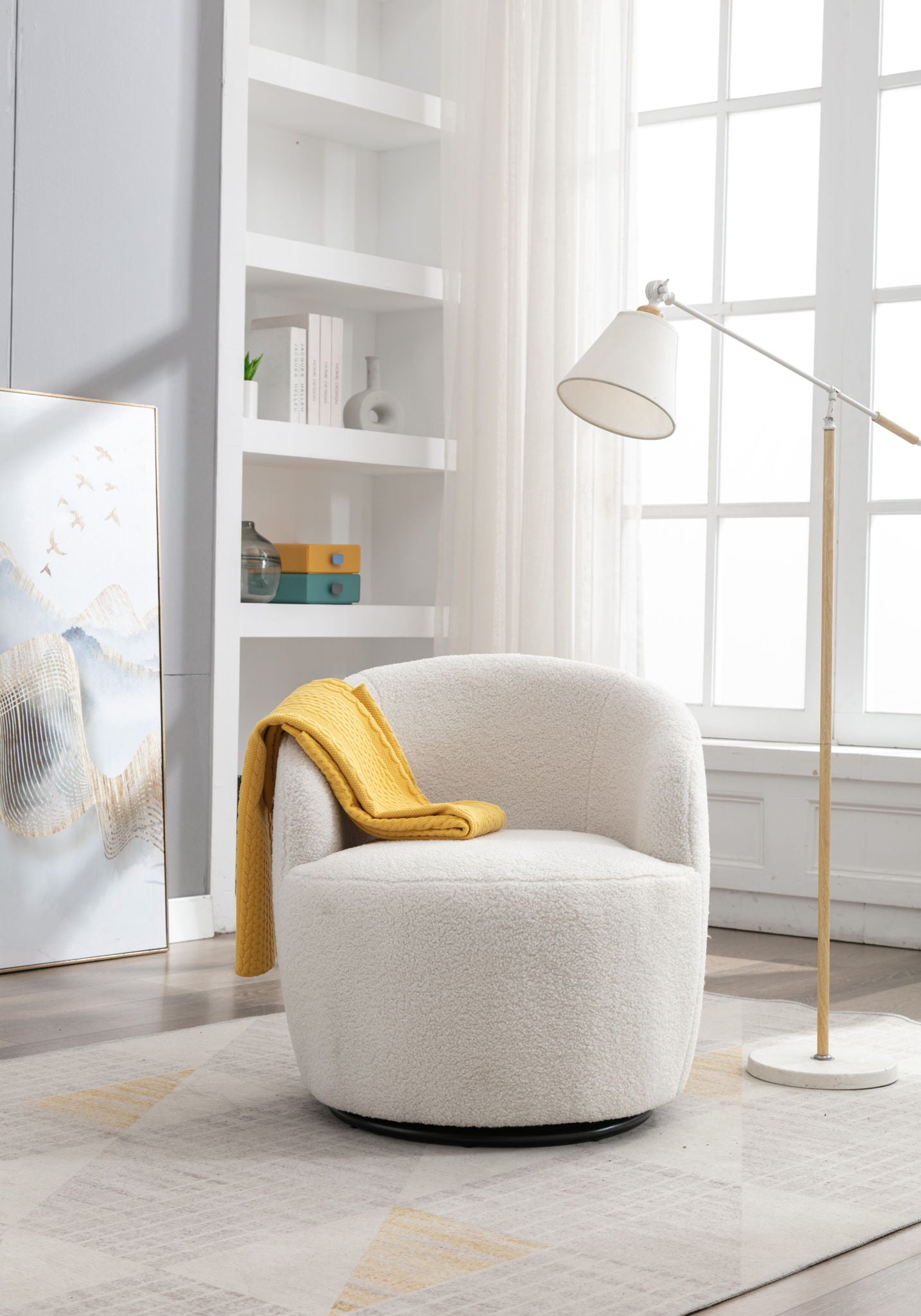 Teddy Fabric and Swivel Barrel Accent Chair
