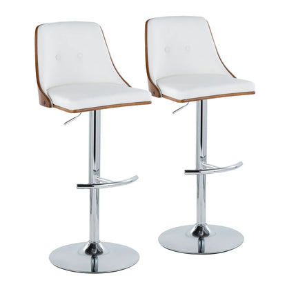Gianna mid-century adjustable swivel barstools, white leather with wood frames, set of 2 on Tampa Home & Garden Store