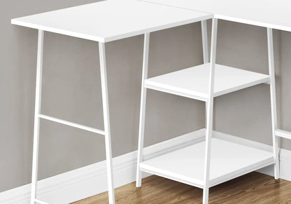 L-shaped white corner desk with storage shelves and slim legs by Unique Piece Furniture on Tampa Home & Garden Store