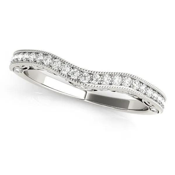 Rings: 14k white gold milgrained curved pavé diamond wedding band (1/5 cttw) by Bids.com on Tampa Home & Garden Store