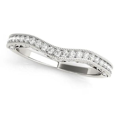 Rings: 14k white gold milgrained curved pavé diamond wedding band (1/5 cttw) by Bids.com on Tampa Home & Garden Store
