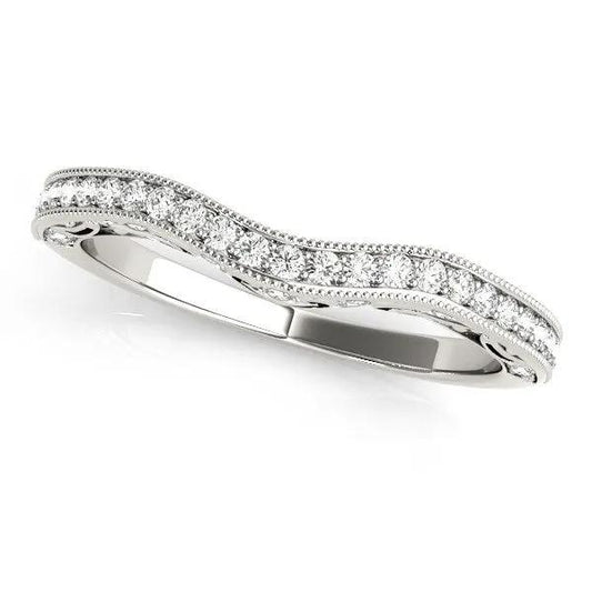 Rings: 14k white gold milgrained curved pavé diamond wedding band (1/5 cttw) by Bids.com on Tampa Home & Garden Store