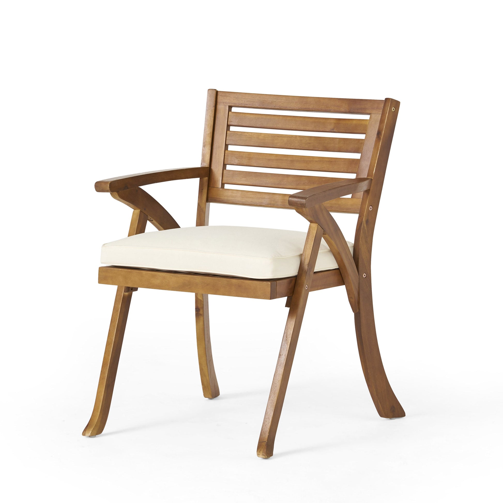 Outdoor 6-Piece Acacia Wood Dining Set with Cushion and Handwoven Rattan Legs HouseOfZazla on Tampa Home & Garden Store