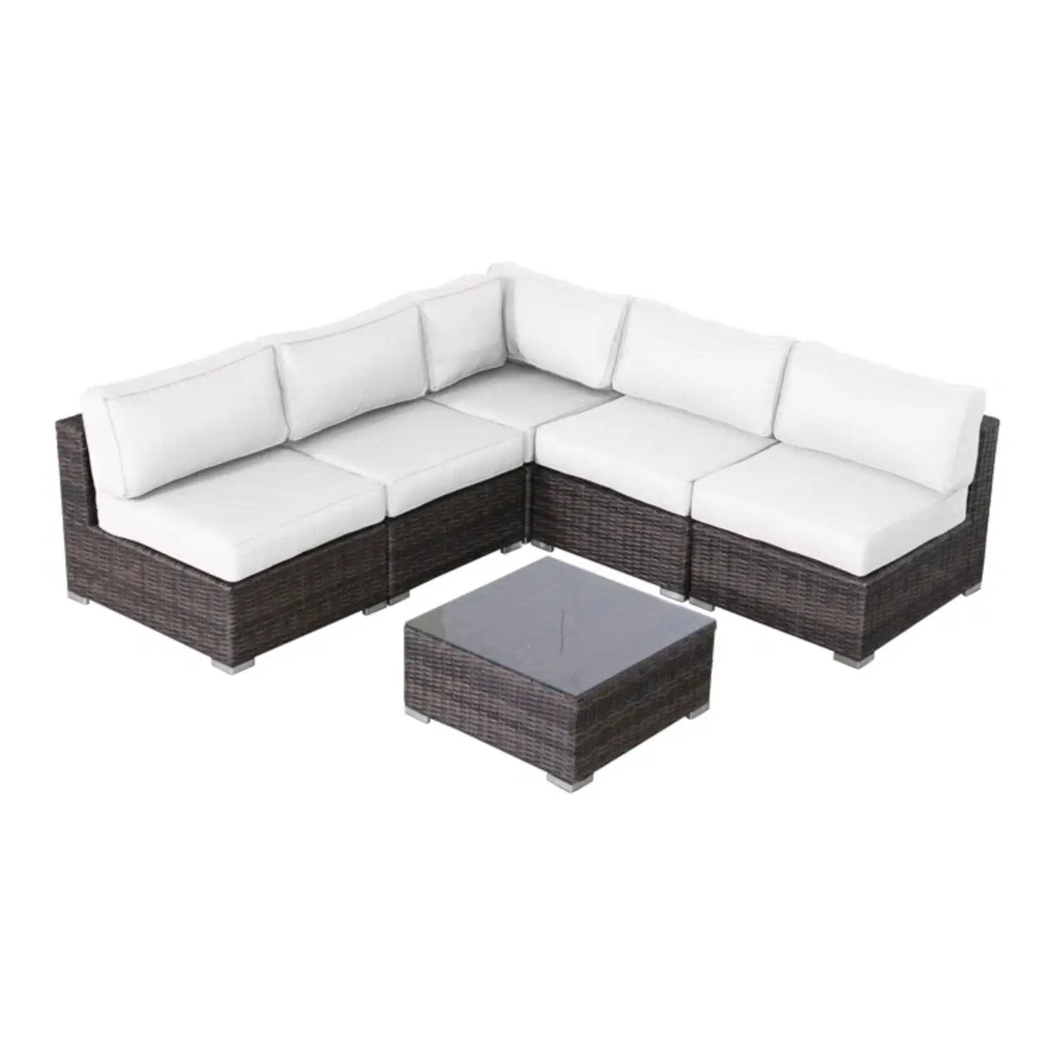 Seating Set With Cushions Wicker 4-Piece Outdoor Set white brown wicker Unique Piece Furniture on Tampa Home & Garden Store