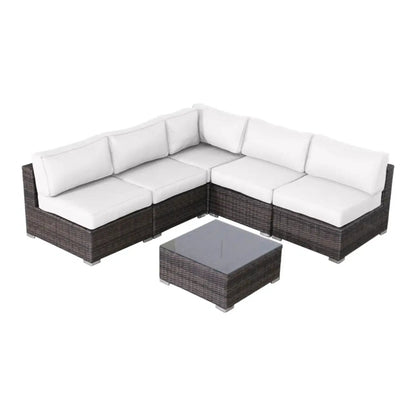 Seating Set With Cushions Wicker 4-Piece Outdoor Set white brown wicker Unique Piece Furniture on Tampa Home & Garden Store