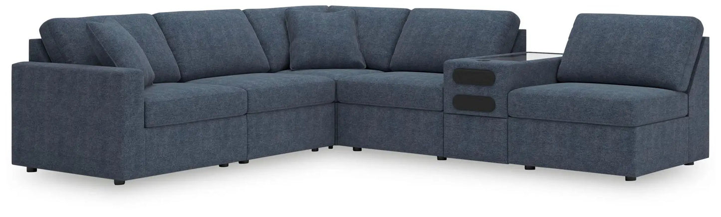 Modmax Sectional Ink blue upholstery corner sofa with built-in cupholders on Tampa Home & Garden Store