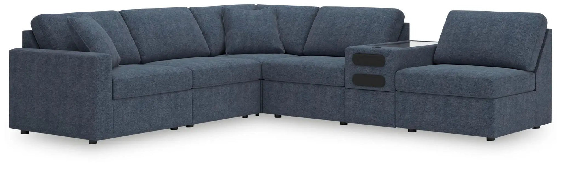 Modmax Sectional Ink blue upholstery corner sofa with built-in cupholders on Tampa Home & Garden Store