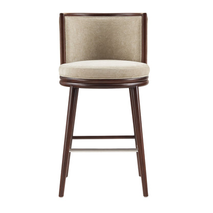 Evalyn Barstool with beige upholstery and dark wood frame, HouseOfZazla bar height on Tampa Home & Garden Store