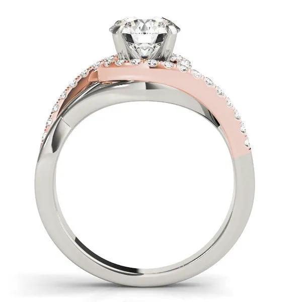 Engagement ring 14k white & rose gold bypass with pavé band and center diamond by Bids.com on Tampa Home & Garden Store