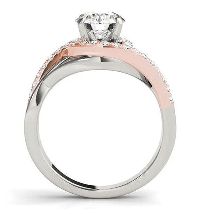 Engagement ring 14k white & rose gold bypass with pavé band and center diamond by Bids.com on Tampa Home & Garden Store