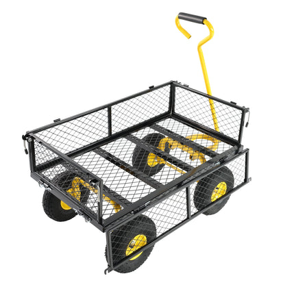 Garden wagon cart by HouseOfZazla with yellow wheels and handle, black mesh bed on Tampa Home & Garden Store