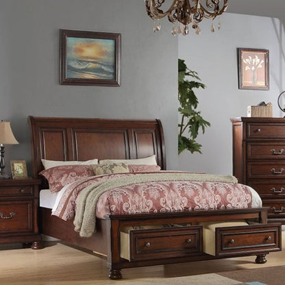 3 Piece Bedroom Set with bed and 2 nightstands in dark cherry wood by HouseOfZazla on Tampa Home & Garden Store