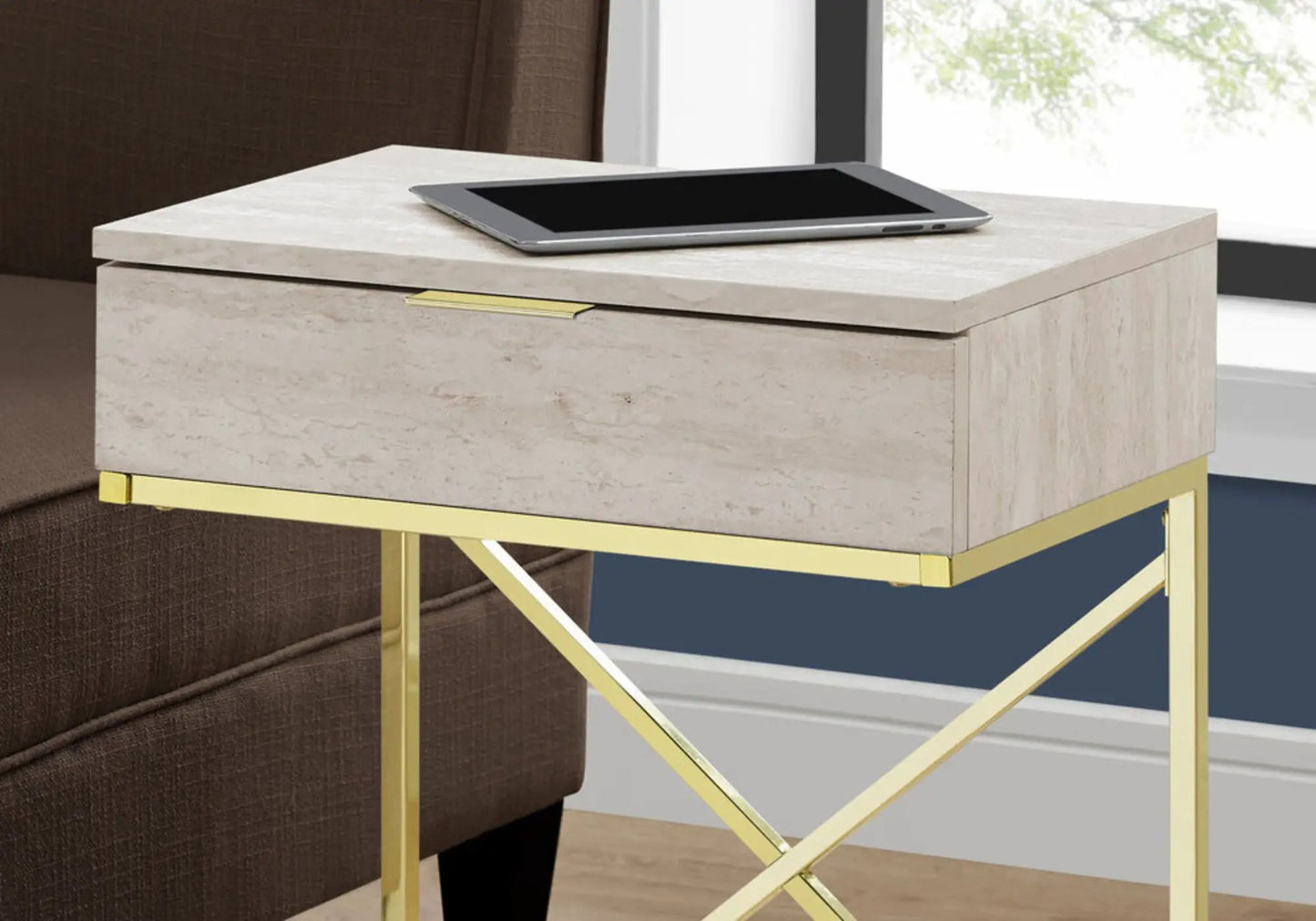 Accent Side Table With Storage Drawer Large Top