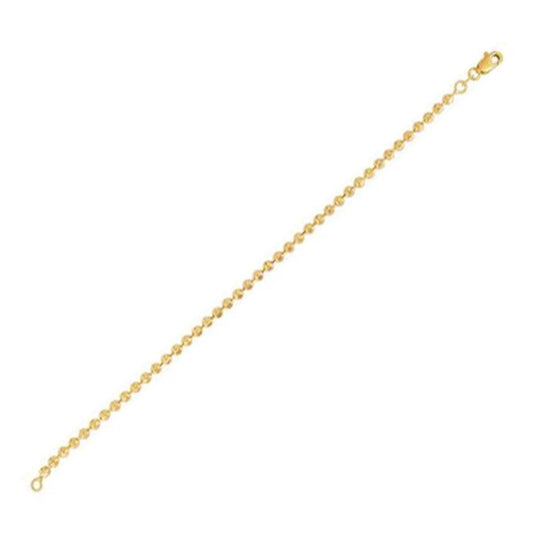 Moon Cut Bead Chain necklace in 14k yellow gold 3.00 mm on Tampa Home & Garden Store