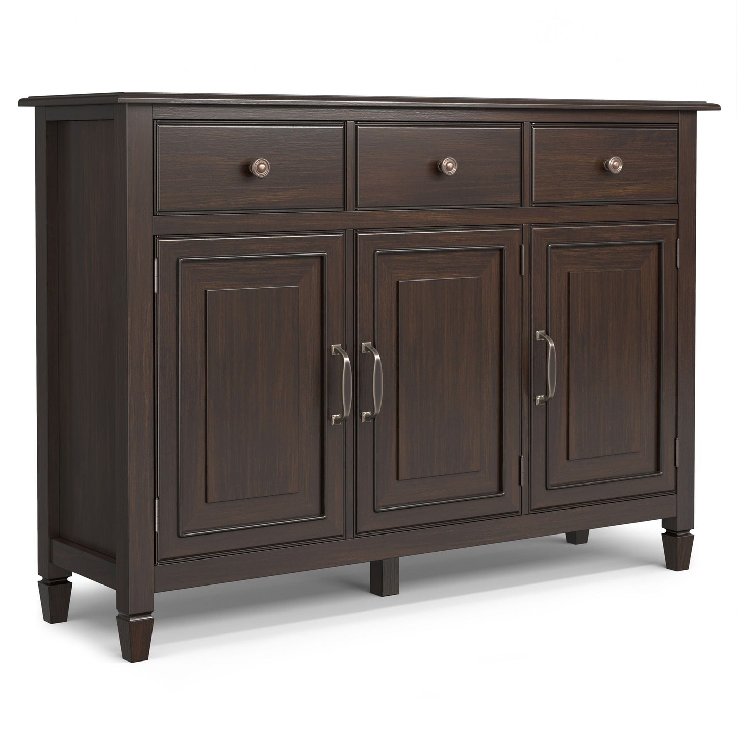 Connaught Wide Entryway Storage Cabinet in dark espresso wood with top three drawers on Tampa Home & Garden Store
