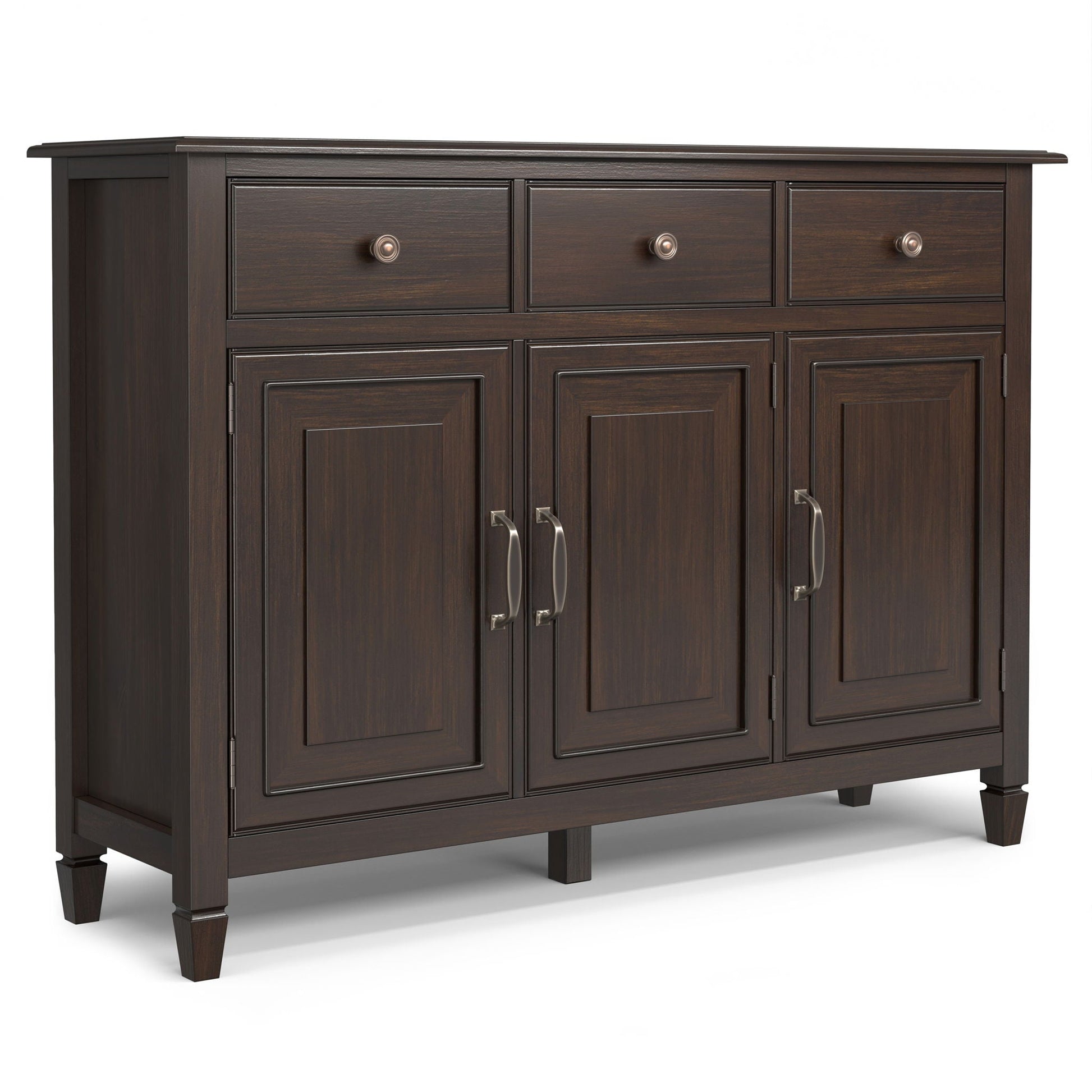 Connaught Wide Entryway Storage Cabinet in dark espresso wood with top three drawers on Tampa Home & Garden Store