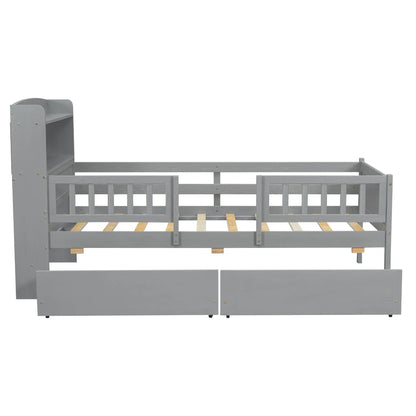 Platform Bed with LED Light and 2 Drawers