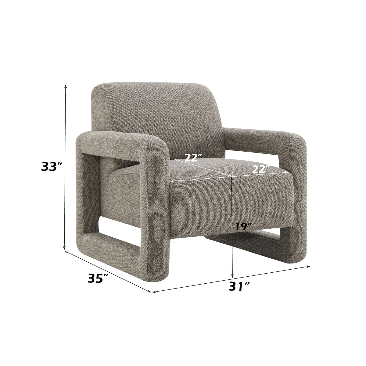 Glenda gray accent armchair with pocket coil support, HouseOfZazla, upholstered gray fabric on Tampa Home & Garden Store
